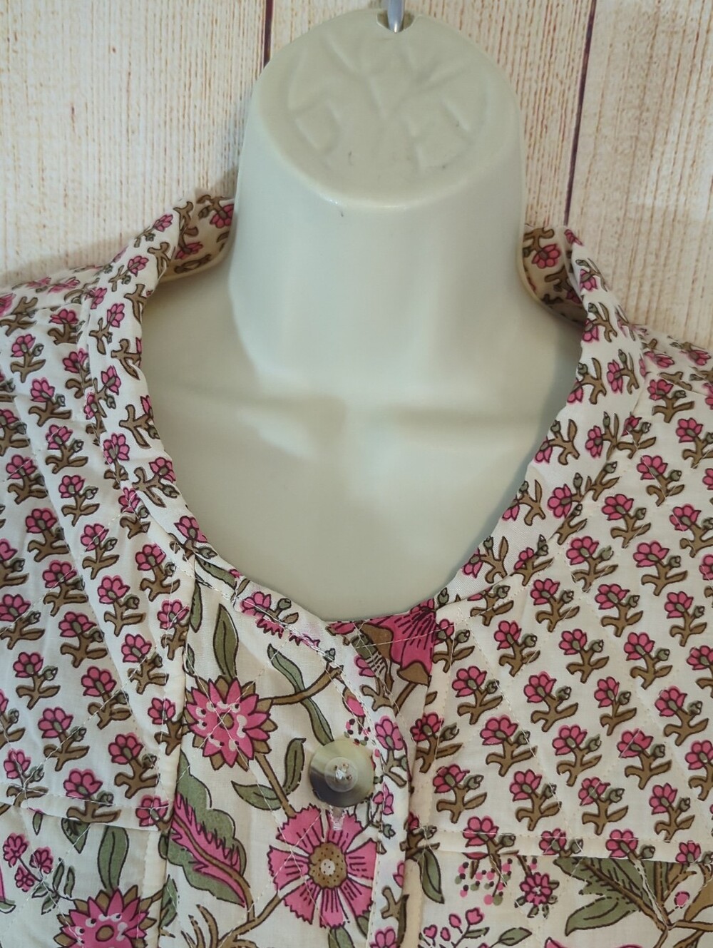 Anthropology dra Floral Quilted Cream & Pink Jacket - Picture 3 of 11